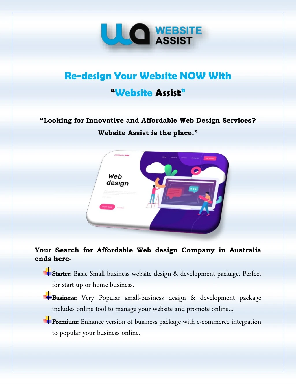 re design your website now with website assist