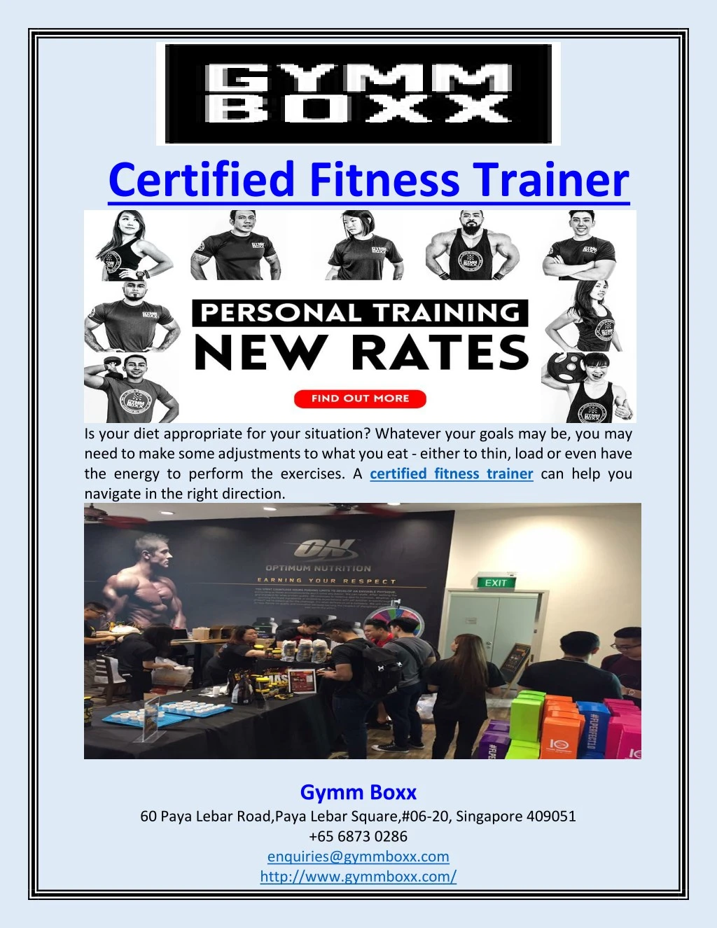 certified fitness trainer
