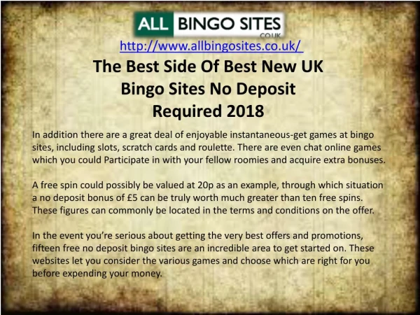 The Best Side Of Best New UK Bingo Sites No Deposit Required 2018