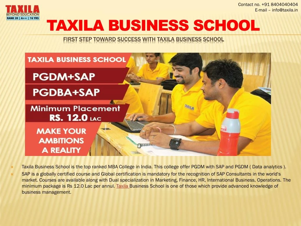 first step toward success with taxila business school