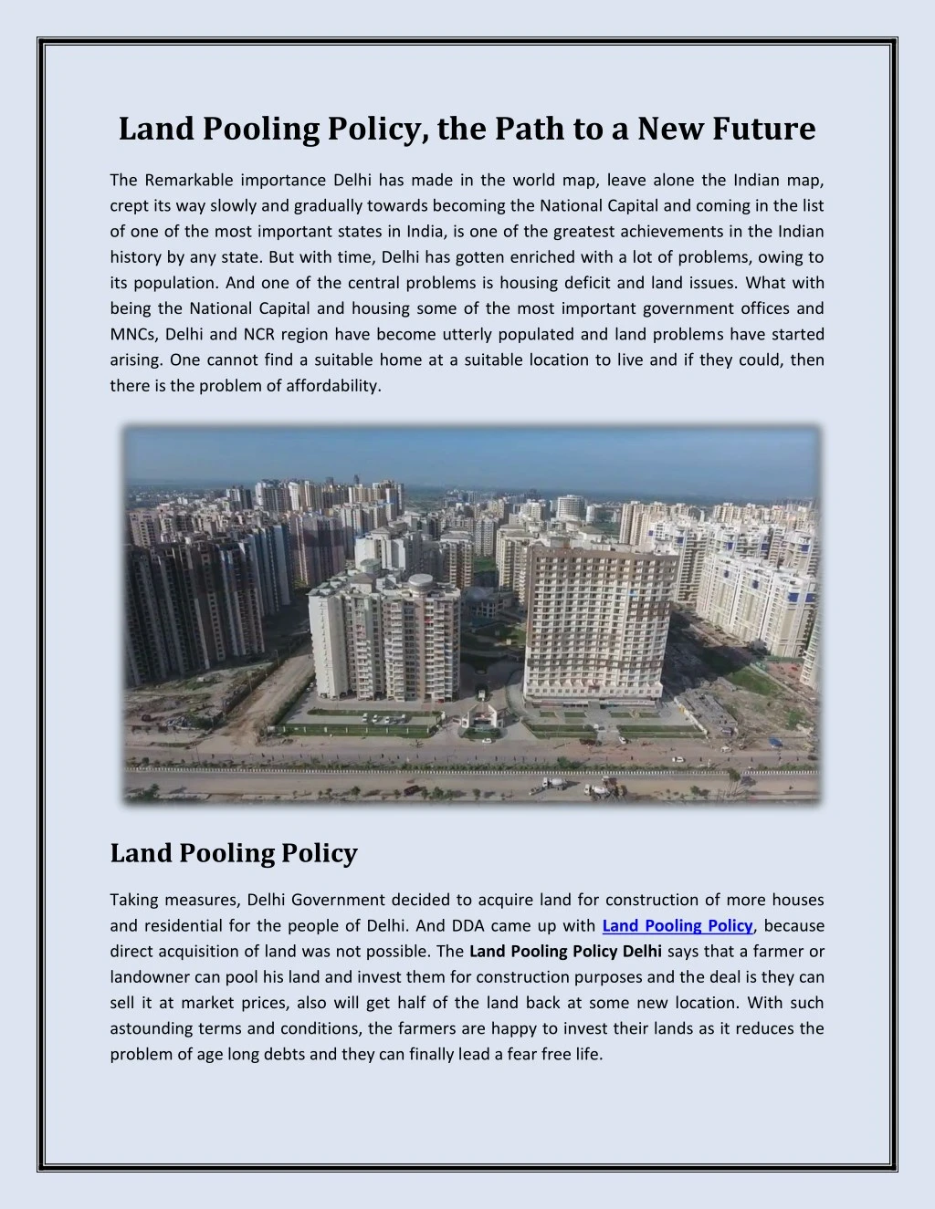 land pooling policy the path to a new future
