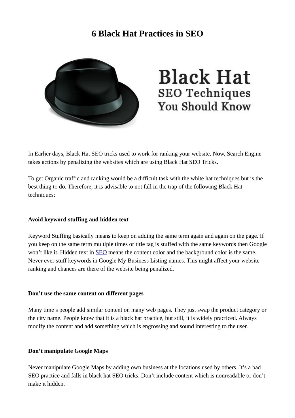 6 black hat practices in seo