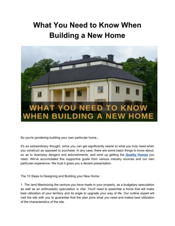 What You Need to Know When Building a New Home