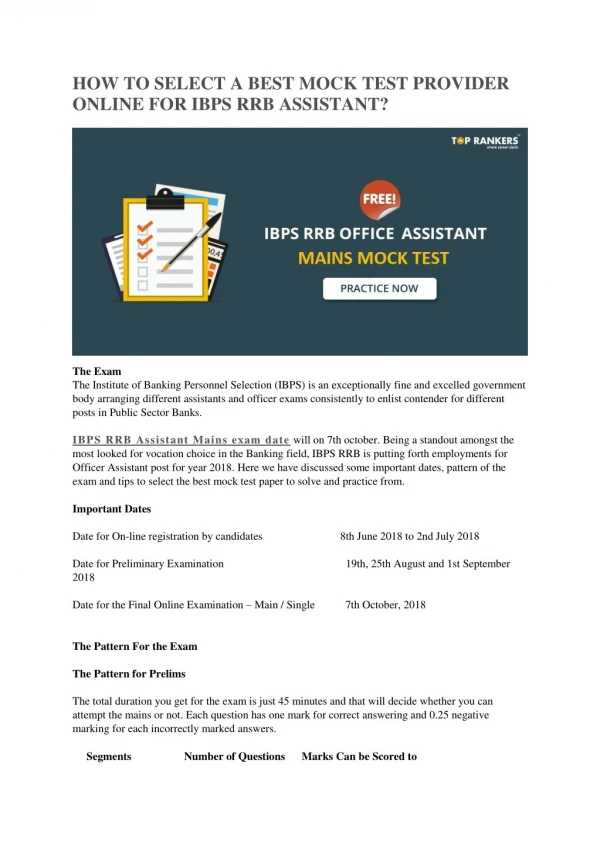 IBPS RRB Assistant online Test