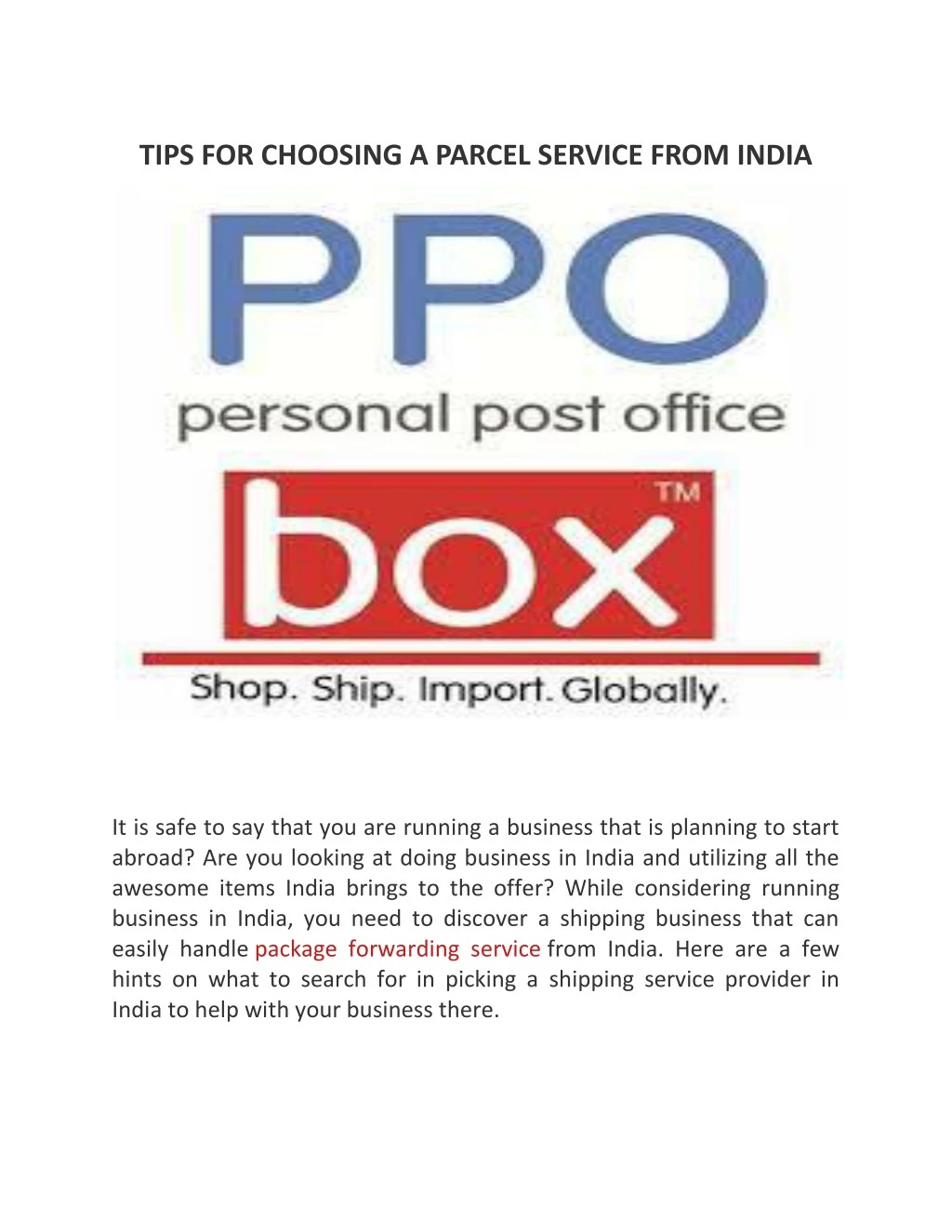 tips for choosing a parcel service from india