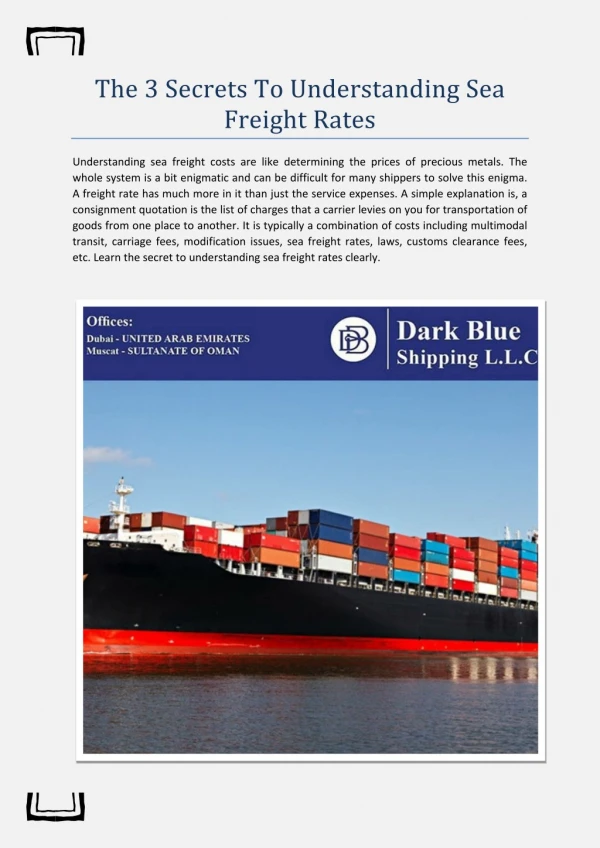 The 3 Secrets To Understanding Sea Freight Rates