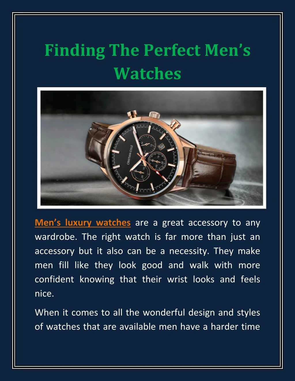 finding the perfect men s watches