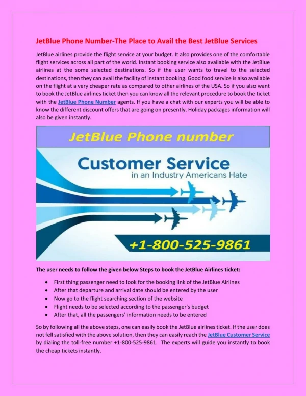 JetBlue Phone Number for Solving JetBlue Airlines Queries
