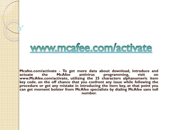 www mcafee com activate