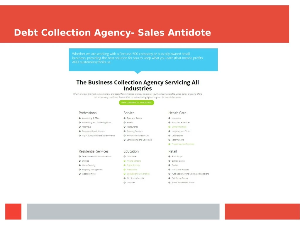 debt collection agency sales antidote
