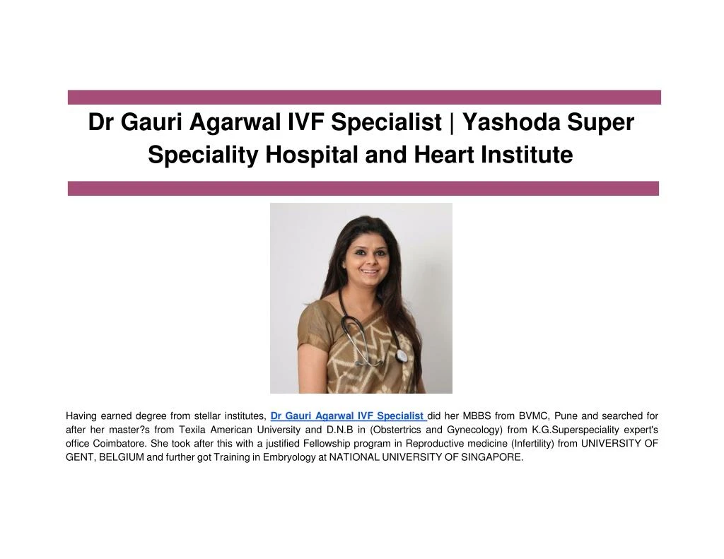 dr gauri agarwal ivf specialist yashoda super speciality hospital and heart institute