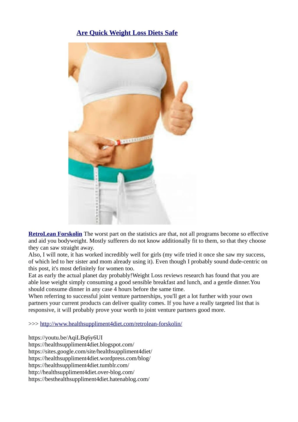 are quick weight loss diets safe
