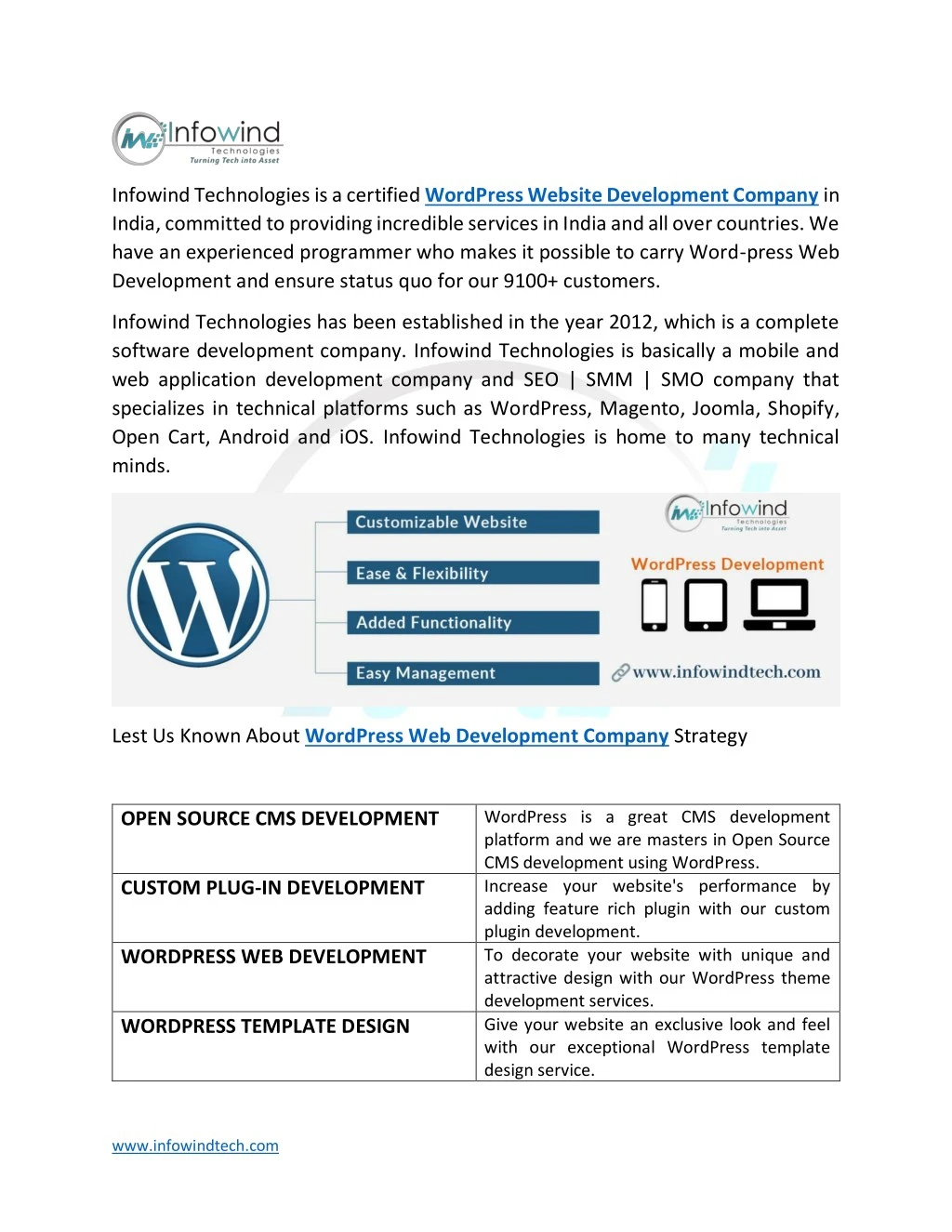 infowind technologies is a certified wordpress