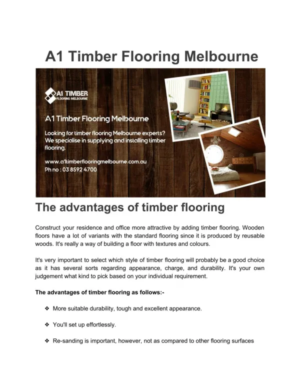 A1 timber flooring Melbourne | timber flooring Expert in Melbourne