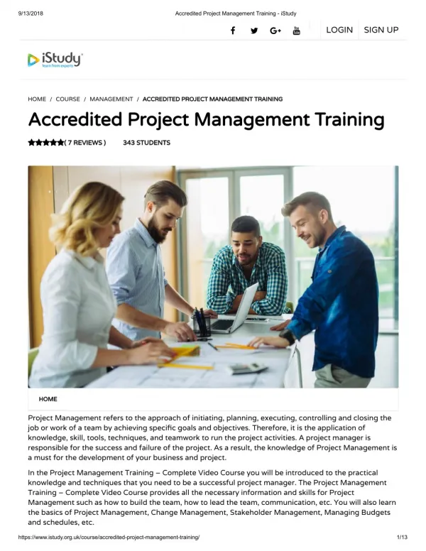 Accredited Project Management Training - istudy