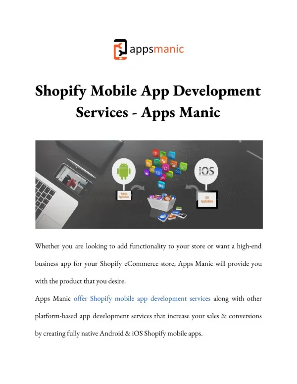 Shopify Mobile App Development Services - Apps Manic