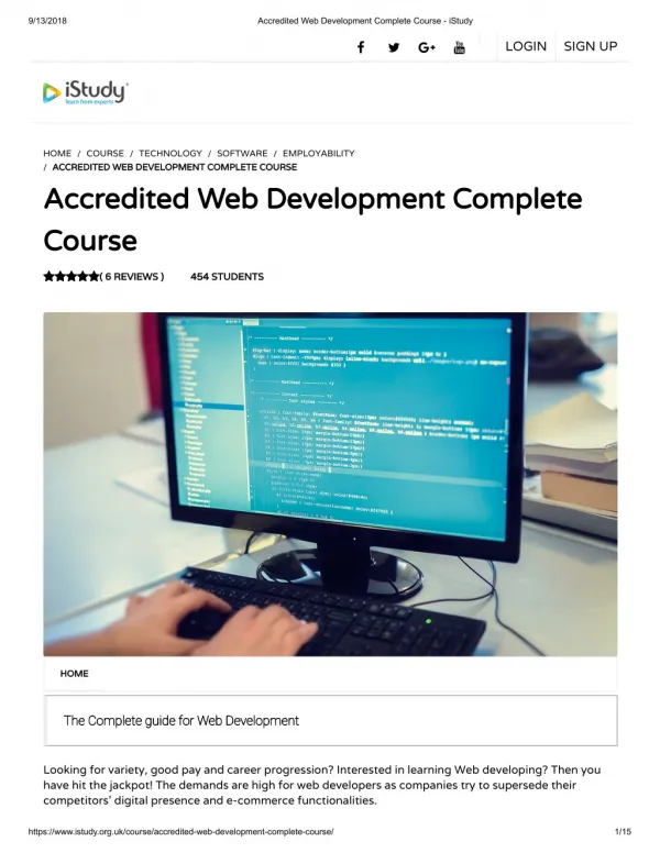 Accredited Web Development Complete Course - istudy