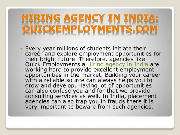Hiring agency in India