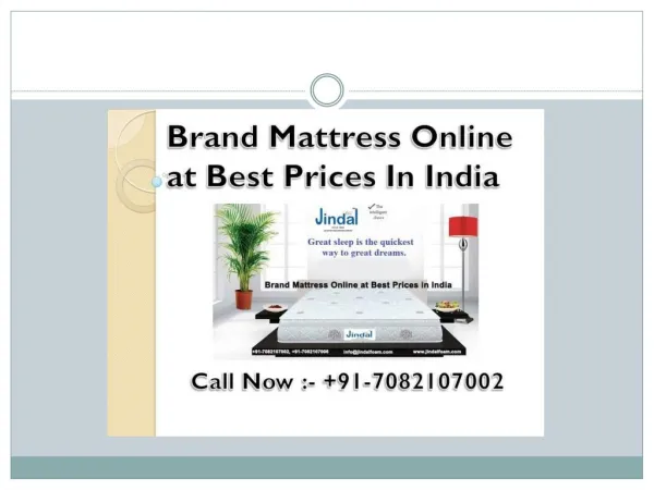 Brand Mattress Online in India | 91-7082107002
