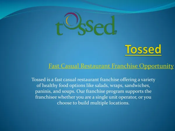 Fast Casual Restaurant Franchise