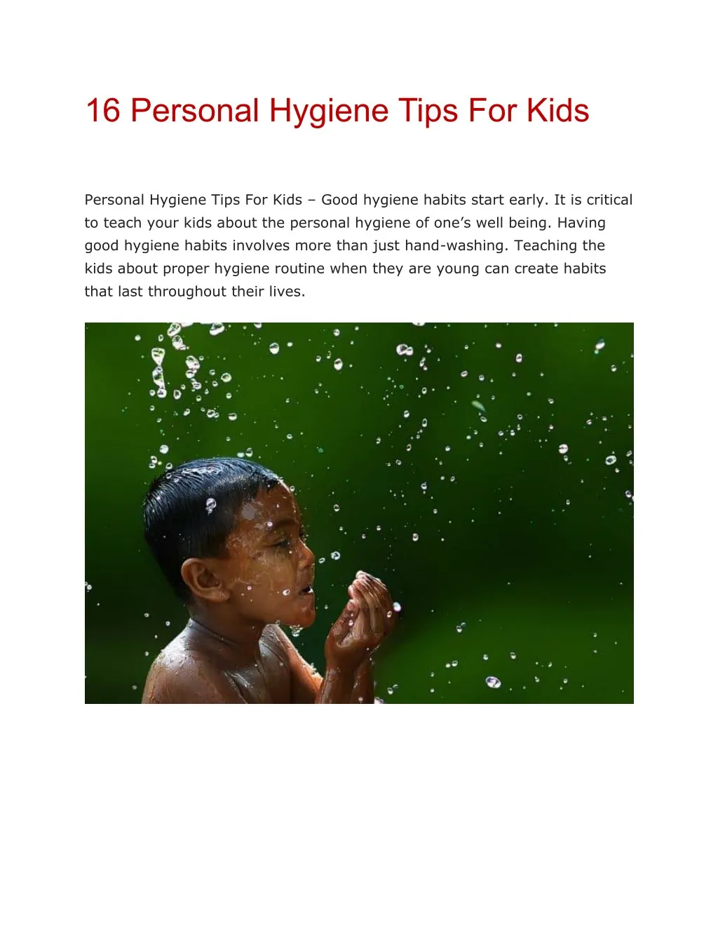 16 personal hygiene tips for kids
