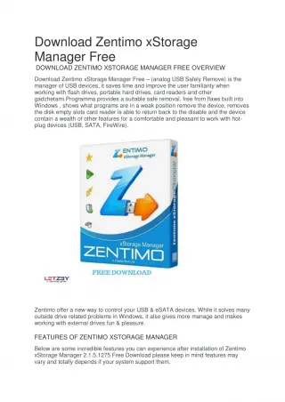 Download Zentimo xStorage Manager Free