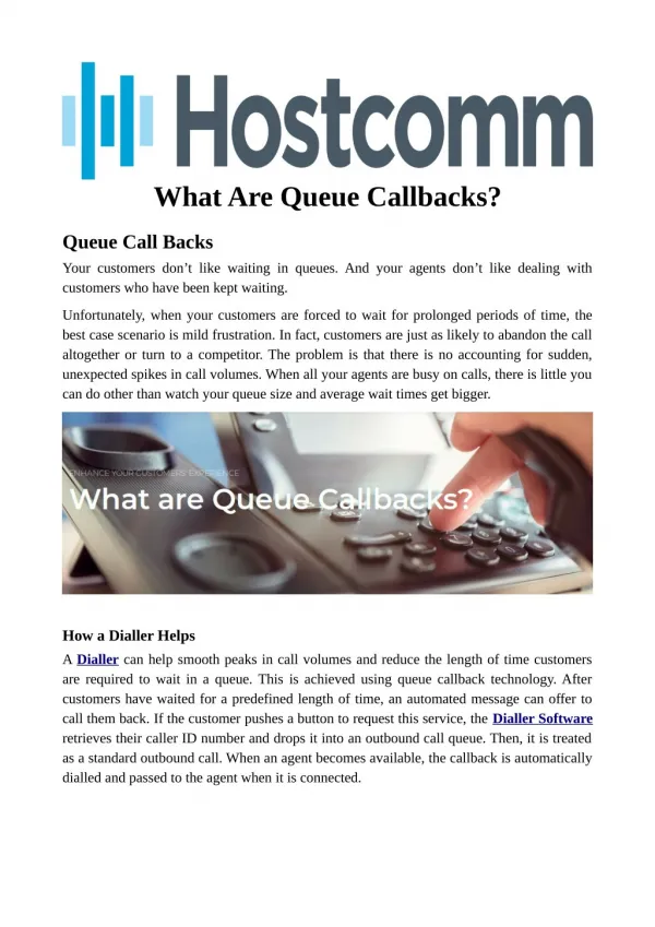 What Are Queue Callbacks?