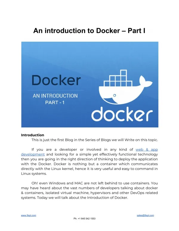 An introduction to Docker â€“ Part I