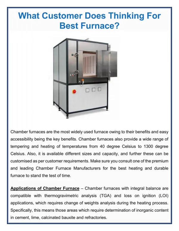 Applications and Features of Chamber Furnace