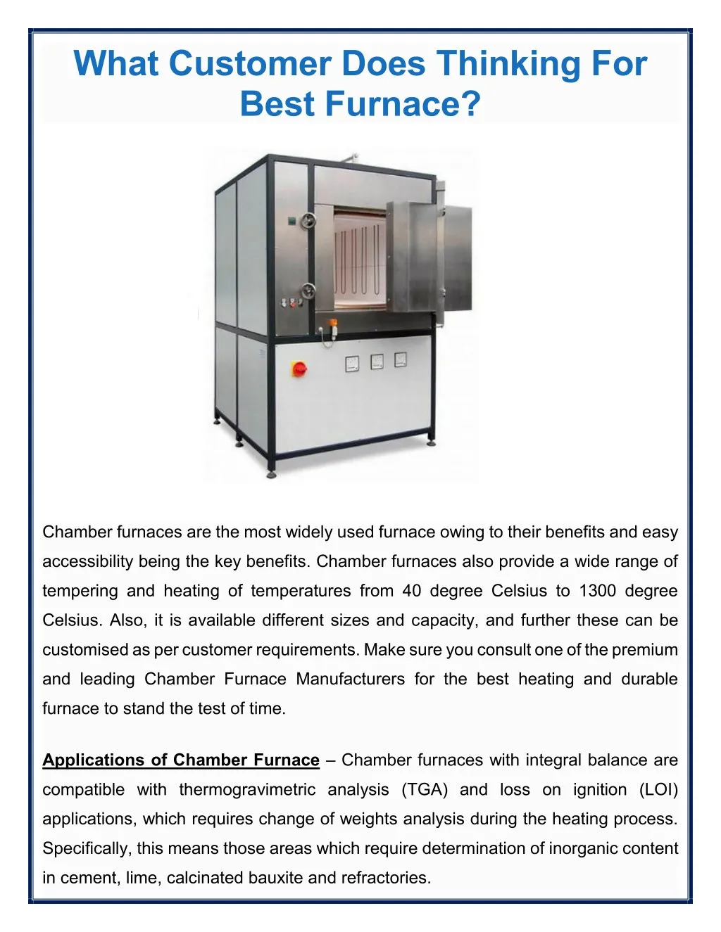 what customer does thinking for best furnace