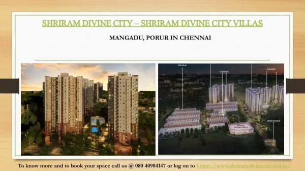 Shriram Divine City Villas | Mangadu Porur in Chennai