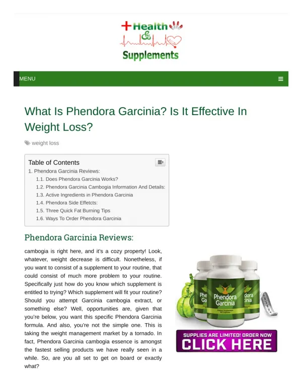 What Is Phendora Garcinia? What Are The Benfits And Ingredients?