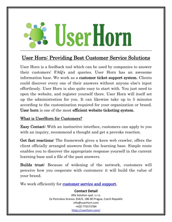 User Horn: Providing Best Customer Service Solutions