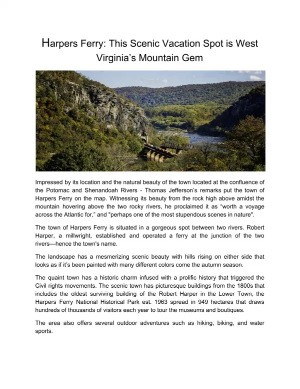 Harpers Ferry: This Scenic Vacation Spot is West Virginia’s Mountain Gem