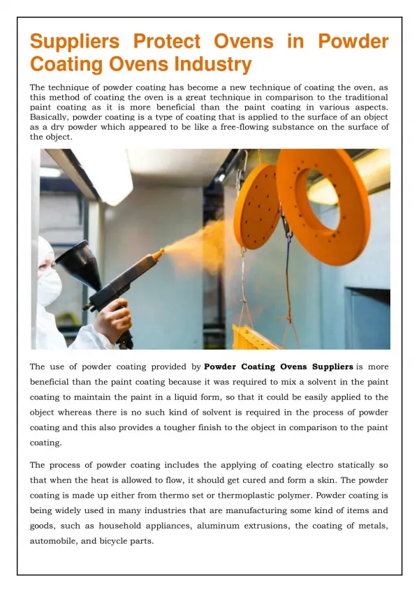 Protect Ovens in Powder Coating