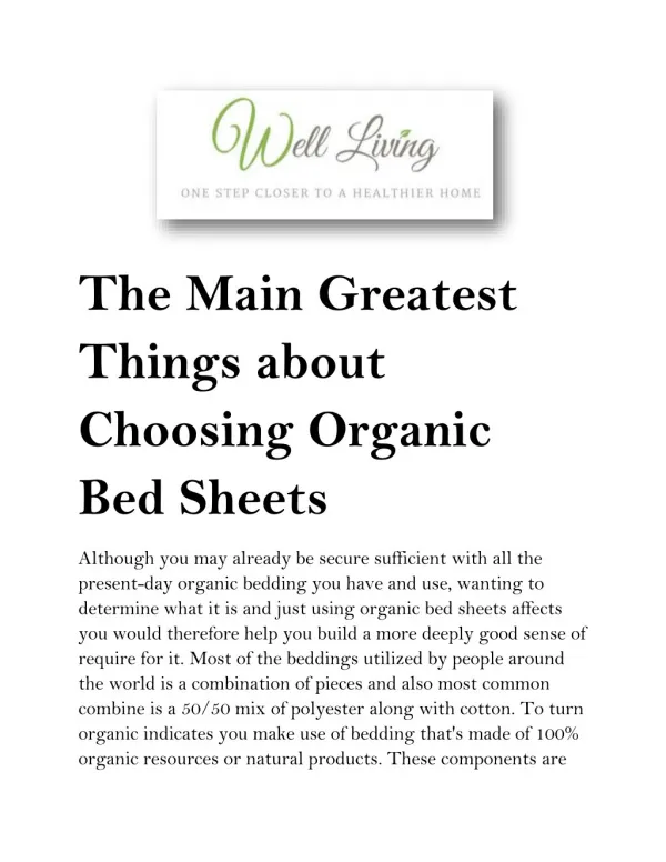 The Main Greatest Things about Choosing Organic Bed Sheets
