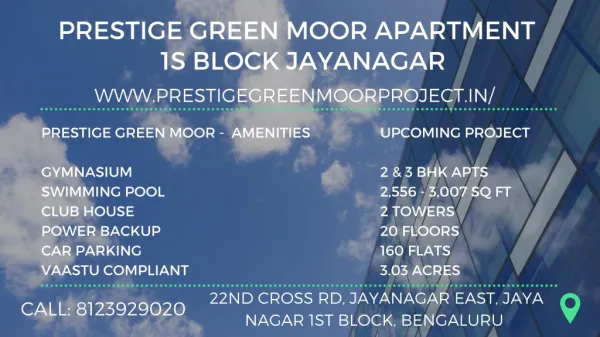 Upcoming Project Prestige Green Moor by Prestige Group in Bangalore has the best Amenities