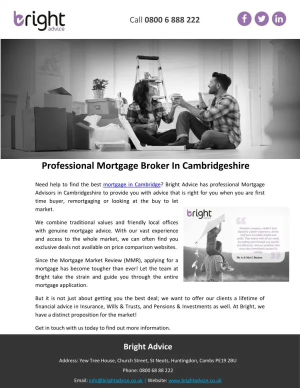 Professional Mortgage Broker In Cambridgeshire