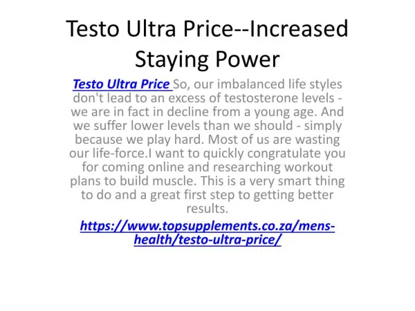 Testo Ultra Price--Balances Stress Hormones
