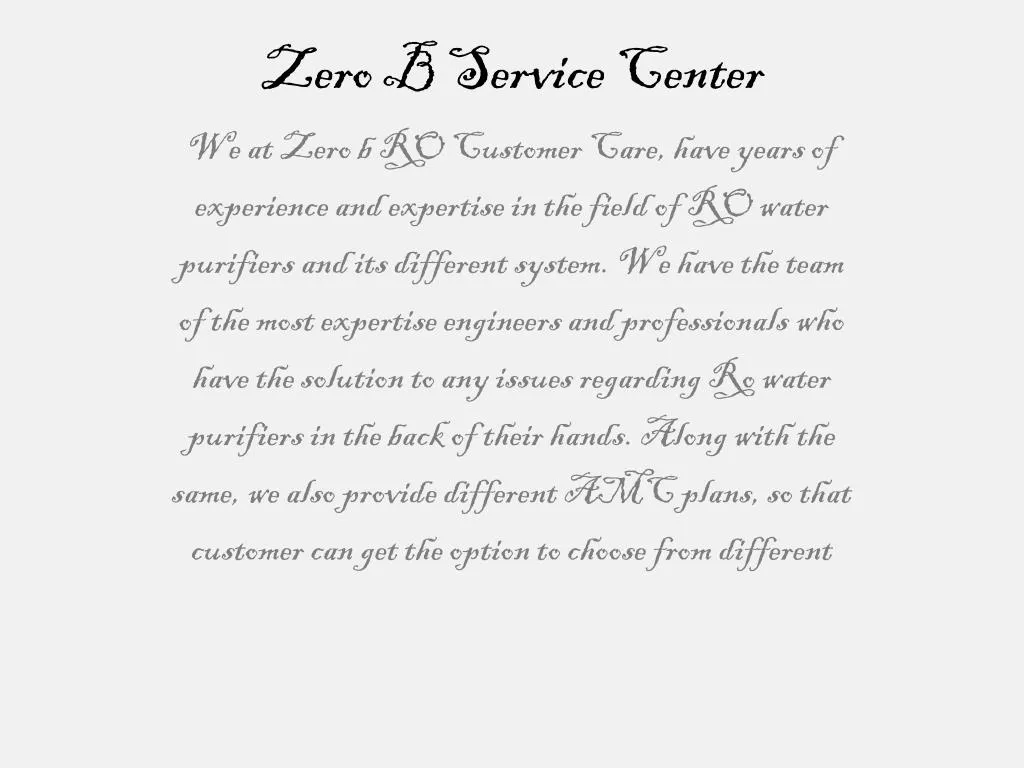 zero b service center