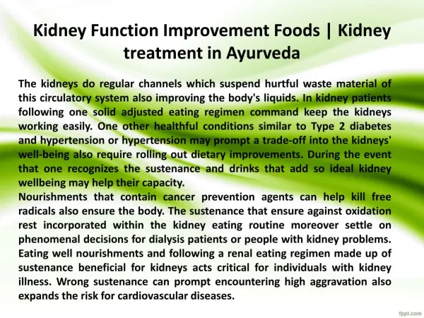 Kidney Function Improvement Foods - karma Ayurveda