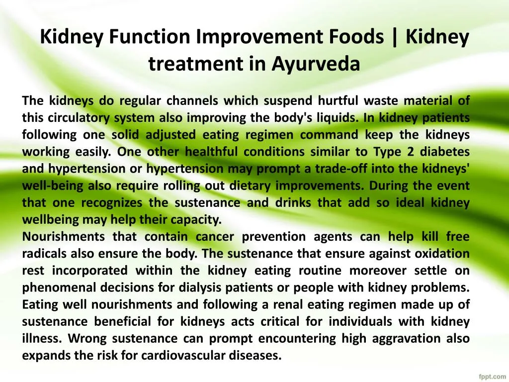kidney function improvement foods kidney treatment in ayurveda