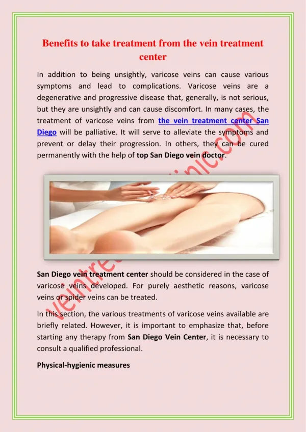 Benefits to take treatment from the vein treatment center