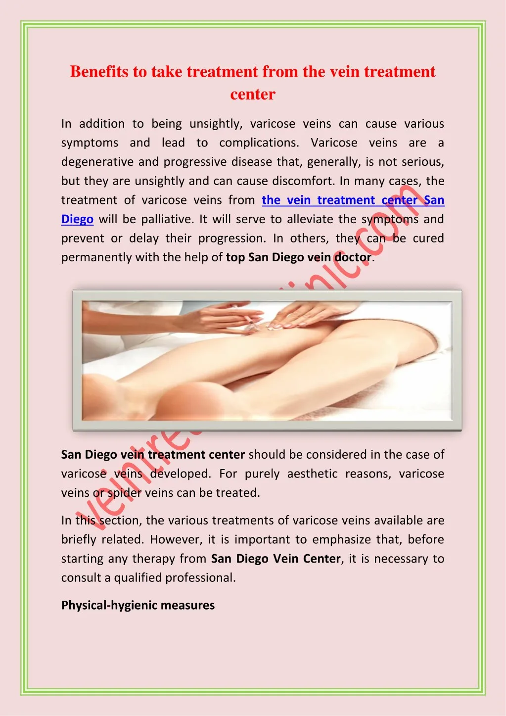 benefits to take treatment from the vein treatment