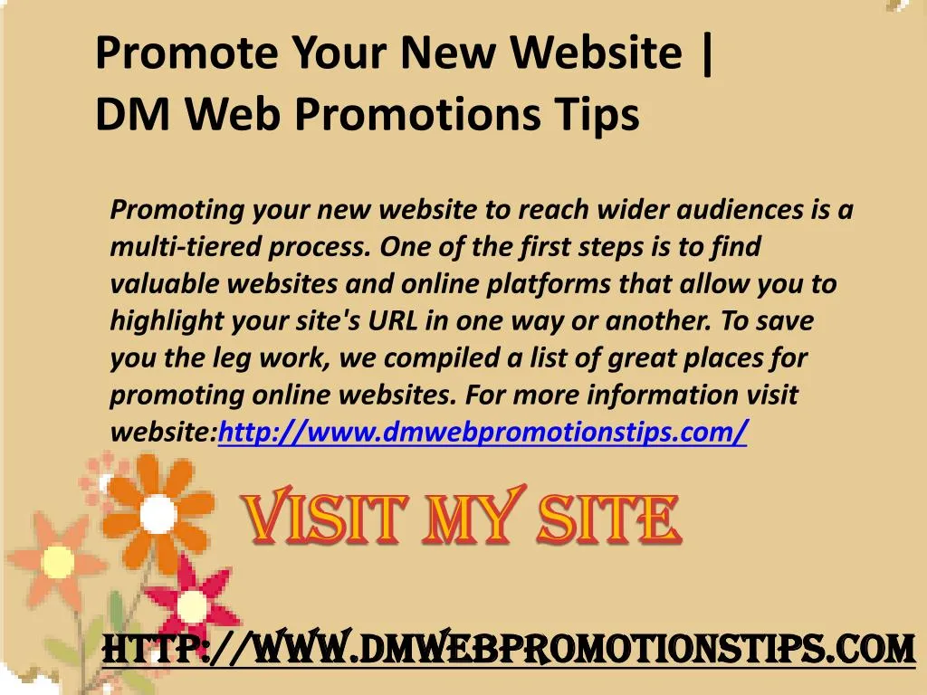 promote your new website dm web promotions tips