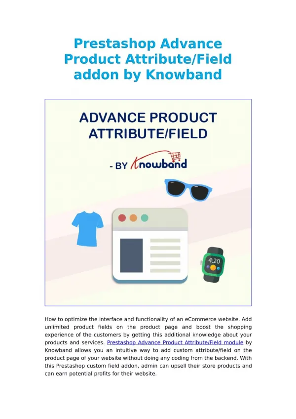 Get Single Page Optimization Benefits with Prestashop Advance Product Attribute/Field addon | Knowband