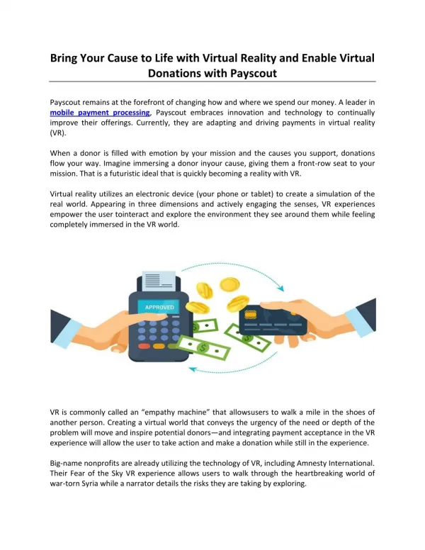 Bring Your Cause to Life with Virtual Reality and Enable Virtual Donations with Payscout
