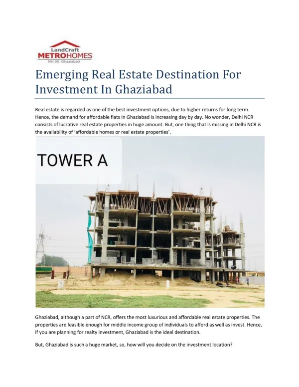 Emerging Real Estate Destination For Investment In Ghaziabad