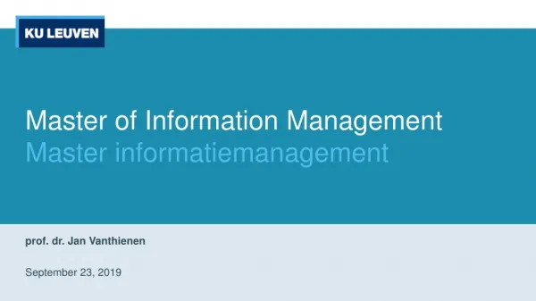 Master of Information Management M aster informatiemanagement