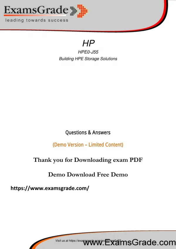 HPE0-J55 Dumps with Real HPE0-J55 PDF Questions Answers 2018